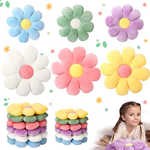 12 Pieces 21.7 Inch 15 Inch Pastel Colorful Flower Pillow Daisy Flower Shaped Throw Pillow Floor Cushions for Kids Cute Groovy Decorative Pillows Summer Picnic Pillow for Reading Classroom Nursery
