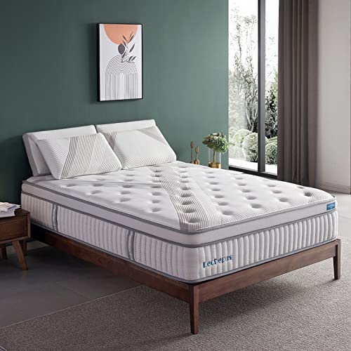 14 Inch King Size Mattress, Lechepus Memory Foam Hybrid Mattresses with Individual Pocket Spring, Plush Breathable Comfortable Mattress for Cool Sleep & Pressure Relief Certified