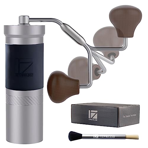 1Zpresso JX-Pro S Manual Coffee Grinder Silver Capacity35g with Assembly Stainless Steel Conical Burr, Foldable Handle- Adjustable Setting, Portable Mill Faster Grinding Efficiency Espresso to Coarse