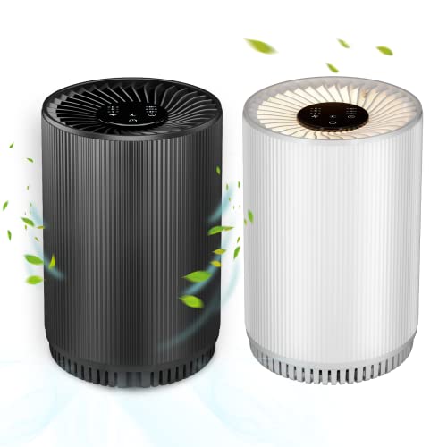 [2 Pack KJ80 White + Black Air Purifier Combo Purchase], Druiap Air Purifiers for Home Bedroom with H13 HEPA Air Filter, for Office,Babyroom,Living Room,Kitchen,Apartment,Ozone Free