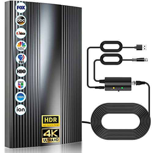 2023 Upgraded TV Antenna Up 520 Miles Range, Indoor Outdoor Digital Antenna for All Old Smart HDTVs, Support 4K 1080P HD Highest Rated TV Antenna with Amplifier Signal Booster & Thick Coaxial Cable
