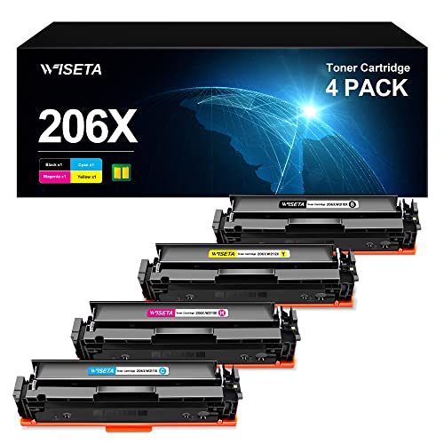 206X Toner Cartridges 4 Pack High Yield (with CHIP) Compatible Toner Cartridge Replacement for HP 206X 206A W2110X Compatible with Color Laserjet Pro MFP M283fdw M283cdw M255dw M282nw Toner Printer