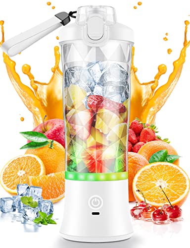 20oz Portable Blender for Shakes and Smoothies with 6 Blades, 5000mAh Battery and 270W 23000RPM Rechargeable Fruit Juicer with 2 Mixing Modes & LED Light, BAP-Free & IP67 Waterproof Personal Blender for Travel