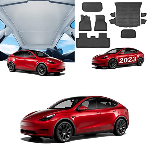 4PCS Tesla Model Y Glass Roof Sunshade and 3D Full Set Liners