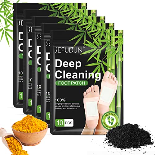 50PCS Foot Pads Detoxifying, All Natural Bamboo Ginger Foot Pads for Feet Care & Better Sleep, Deep Cleansing Foot Pads to Removetoxins Foot Cleanser Patch