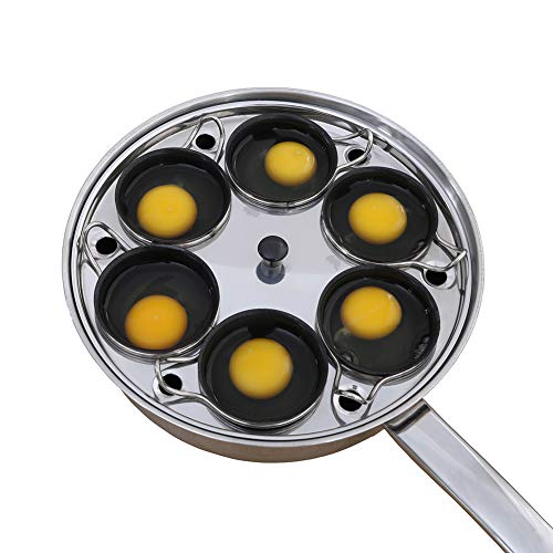 6 cups Egg Poacher Pan - Stainless Steel Poached Egg Cooker – Perfect Poached Egg Maker – Induction Cooktop Egg Poachers Cookware Set with 6 Nonstick Large Silicone Egg Poacher Cups