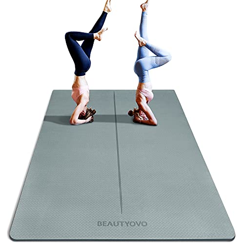 6' x 4' Large Yoga Mat, 1/3 Inch Extra Thick Yoga Mat Double-Sided Non Slip, Professional TPE Yoga Mats for Women Men, 24 Sq.Ft Large Exercise Mat for Yoga, Pilates and Home Workout Gray