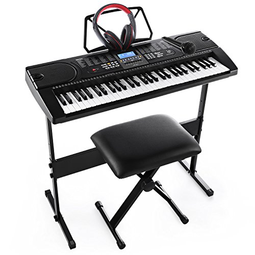 61-Key Electronic Keyboard Pack with Headphones,Microphone,Stand,Stool,and Power Supply-The electronic keyboards (Pack of 1)