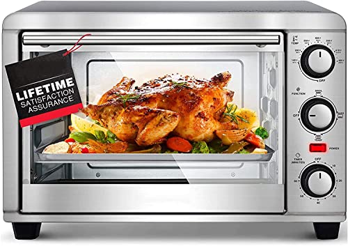 8 Slice Convection Toaster Oven - for Toast Bake with 3 Rack Position & Removable Crumb Tray Stainless Steel