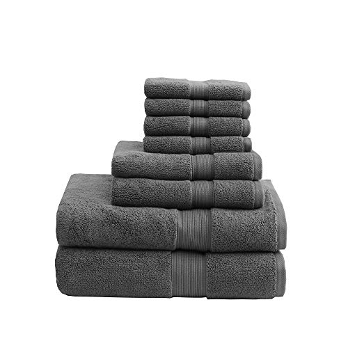 800GSM 100% Cotton Luxury Turkish Bathroom Towels , Highly Absorbent Long Oversized Linen Cotton Bath Towel Set , 8-Piece Include 2 Bath Towels, 2 Hand Towels & 4 Wash Towels , Grey