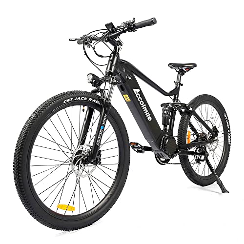 Accolmile 27.5" Electric Mountain Bike : ColaBear Adult Ebike with 8fun 48V 750W Mid Drive Motor & 17.5Ah Removable Lithium Battery & DPC18 Display, Shimano 8 Speed Gears (Black)