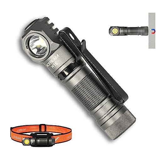 ACEBEAM H16 1000 High Lumens Rechargeable Led Headlamp, EDC AA Right Angle Flashlight, Pocket Mini Small Flashlight with Clip, Led Head Lamp for Camping, Running, with Headband kit(Cool White 6500K)