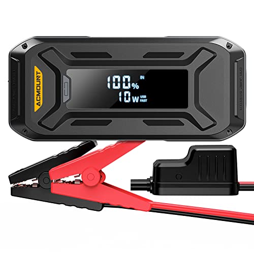 Acmount Car Jump Starter, 4000A Peak Jump Starter Battery Pack(All Gas & 10.0L Diesel Engine), 12V Portable Battery Charger Jump Starter with 3” LCD Display, USB Quick Charge and LED Light