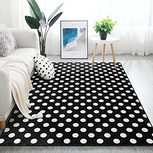 ALAZA White Black Polka Dot Area Rug Rugs for Living Room Bedroom 7' x 5'