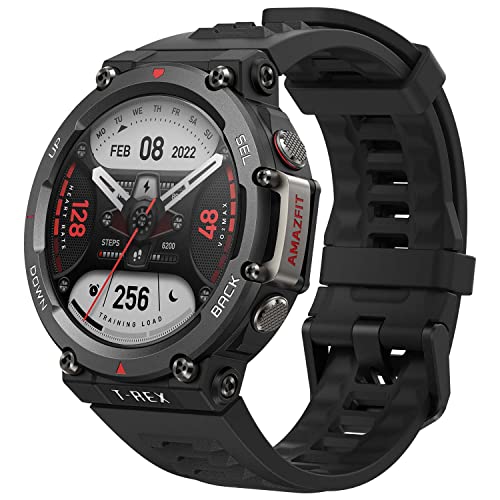 Amazfit T-Rex 2 Smart Watch for Men, Dual-Band & 6 Satellite Positioning, 24-Day Battery Life, Ultra-Low Temperature Operation, Rugged Outdoor GPS Military Smartwatch, Real-time Navigation-Black