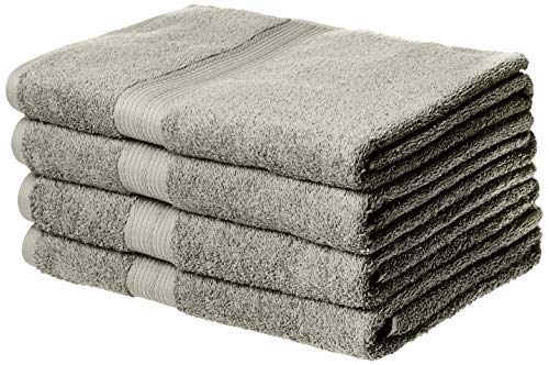 Amazon Basics Fade-Resistant Cotton Bath Towel - 4-Pack, Gray