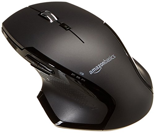 Amazon Basics Full Size Ergonomic Wireless PC Mouse with Fast Scrolling, Black