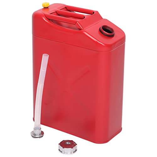 AMZOSS 20L 5 Gallon Metal Gas Can Red with Fuel Can and Spout System, Tight Sealed Thickened Fuel Can for Cars, Trucks and Boat, Emergency Backup Metal Gasoline Diesel Can with 3 Handles