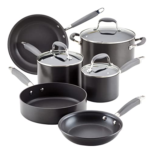 Anolon Advanced Hard Anodized Nonstick Cookware / Pots and Pans Set, 9 Piece - Gray