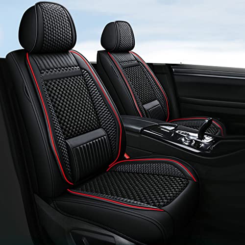 AOMSAZTO Leather Car Seat Covers Faux Leatherette Cushion Cover for Universal Fit Interior Accessories for Most Cars Sedans SUVs and Trucks (Black, 5 Seats)