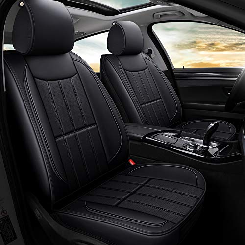 AOOG Leather Car Seat Covers, Leatherette Automotive Vehicle Cushion Cover for Cars SUV Pick-up Truck, Universal Non-Slip Vehicle Cushion Cover Waterproof Protectors Interior Accessories, Full Set.