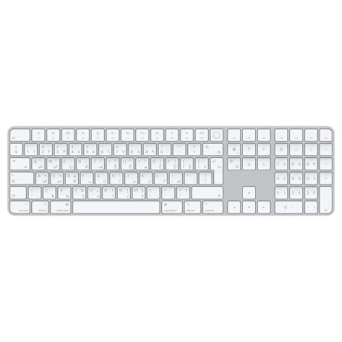 Apple Magic Keyboard with Touch ID and Numeric Keypad: Wireless, Bluetooth, Rechargeable. Works with Mac Computers with Apple Silicon; Arabic - White Keys