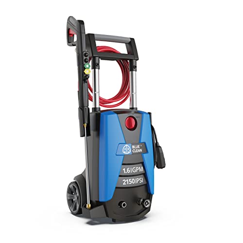AR Blue Clean BC383HSS Electric Pressure Washer-2150 PSI, 1.6 GPM, 13 Amps Quick Connect Accessories, Telescopic Handle, On Board Storage, Portable Pressure Washer, High Pressure, Car Washer, Patio
