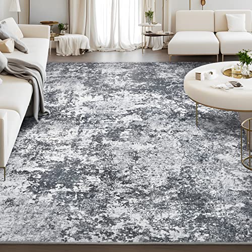 Area Rug Living Room Rugs: 5x7 Indoor Soft Fluffy Rug Abstract Carpet for Bedroom Kitchen Dining Room Floor Washable Plush Throw Large Accent Rug Home Office Nursery Decor - Gray