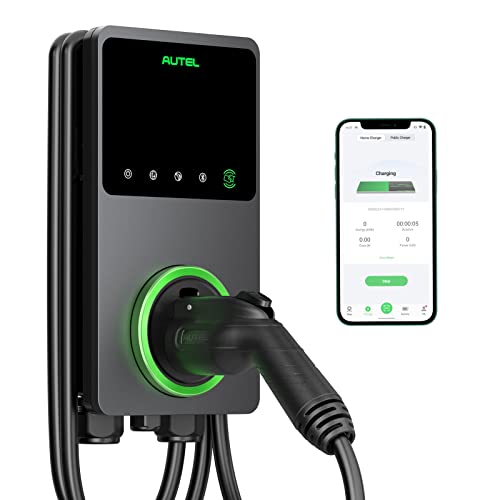 Autel MaxiCharger Home Smart Electric Vehicle (EV) Charger, 50 Amp Level 2 Wi-Fi and Bluetooth Enabled EVSE, Indoor/Outdoor Car Charging Station, with in-Body Holster 25-Foot Cable Hardwired