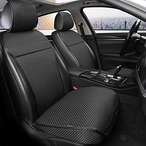 Auto Newer Summer Luxury Breathable Car Seat Cover Fit Four Seasons, Universal Front of Car Seat Cushions, Bottom Seat Covers of Full Wrapped Edge,Universal Fit for 95% Cars,SUV(Black+Grey，2PCS)