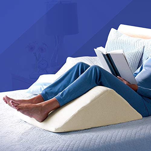 Back Support Systems The Angle Eco Friendly, Medical Quality Memory Foam Bed Wedge Leg Pillow for Back Pain | Guaranteed to Help Reduce Back Pain Immediately (Sherpa, Large)
