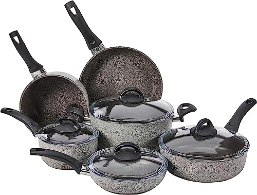 BALLARINI Parma by HENCKELS 10-pc Nonstick Pot and Pan Set, Made in Italy, Set includes fry pans, saucepans, sauté pan and Dutch oven with lid