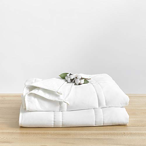 Baloo 15lb 100% Cotton Weighted Blanket for Cool & Breathable Sleep - Quilted Heavy Blanket - Cooling Weighted Blanket in Pebble White, 60x80 inches