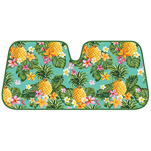 BDK AS-773 Pineapple Front Windshield Shade-Accordion Folding Auto Sunshade for Car Truck SUV-Blocks UV Rays Sun Visor Protector-Keeps Your Vehicle Cool-58 x 27 Inch