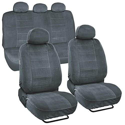 BDK Velour Car Seat Cover Full Set, Dark SlateGray