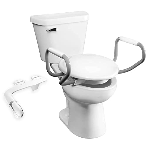 Bemis 7YR85320H20 Assurance with Clean Shield Support Arms and Bidet Attachment, Round 3" Raised Toilet Seat, White