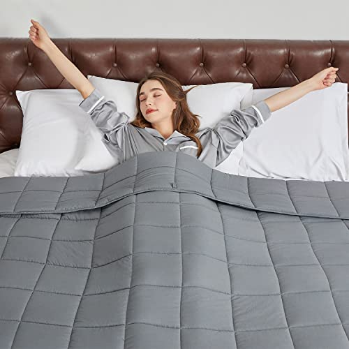BETU Weighted Blanket for Adults (20lbs, 80"x87" King Size) - Cooling and Breathable Heavy Blanket for 130-220lbs with Premium Glass Beads - Soft Thick Blanket for All-Season Sleeping Comfort - Grey