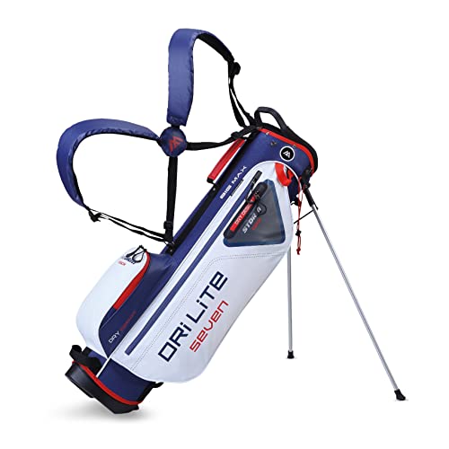 BIG MAX Dri Lite Seven Ultra Light Stand Bag | Water-Repellent | 5 Way Divider (White-Navy-Red)