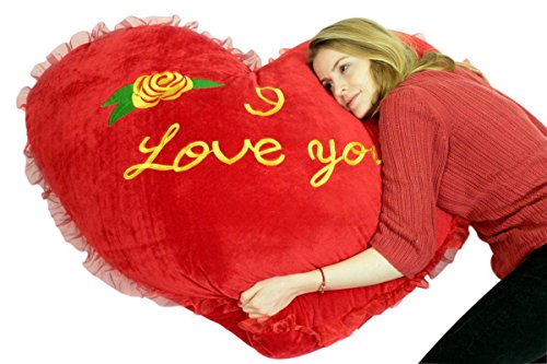Big Plush Giant Valentine Heart Pillow 42 Inches I Love You Valentines Day Gift, Very Soft Huge and Life Sized