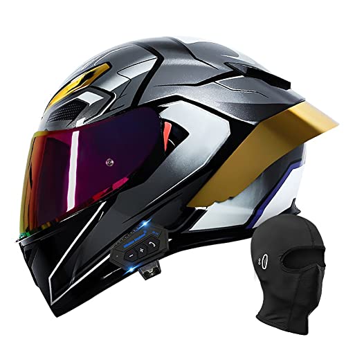 Bluetooth Full Face Motorcycle Helmet, DOT Approved Flip Up Anti-Fog Double Visor Helmet, Street Bike Helmet, Built-in Dual Speaker with Microphone, for Adults Men and Women M~XXL