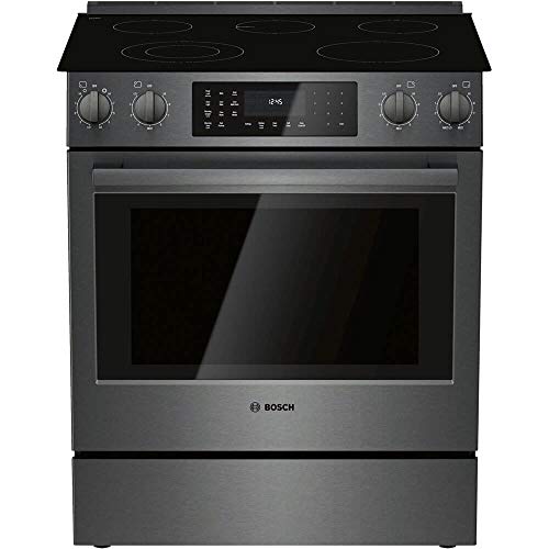 Bosch HEI8046U 30"" 800 Series Slide-in Electric Range with 5 Elements 4.6 cu. ft. Capacity European Convection and Warming Drawer in Black Stainless Steel