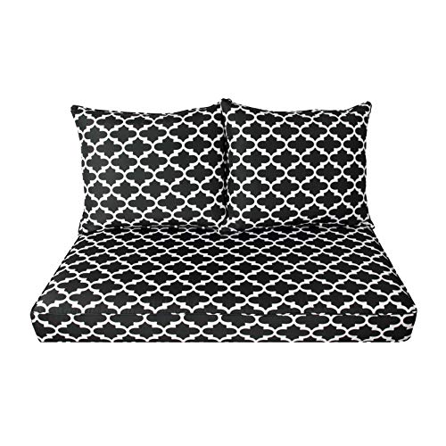 BOSSIMA Patio Furniture Cushions Comfort Deep Seat Glider Loveseat Cushion Indoor Outdoor Seating Cushions (Black White Flower)
