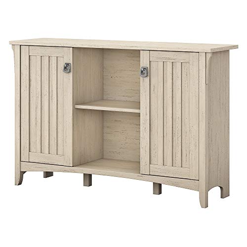Bush Furniture Salinas Accent Vintage-Style Storage Unit with Doors and Shelves for Bedroom, Living Room & Entryway | Kitchen Buffet Sideboard | Bar Display Cabinet, Antique White