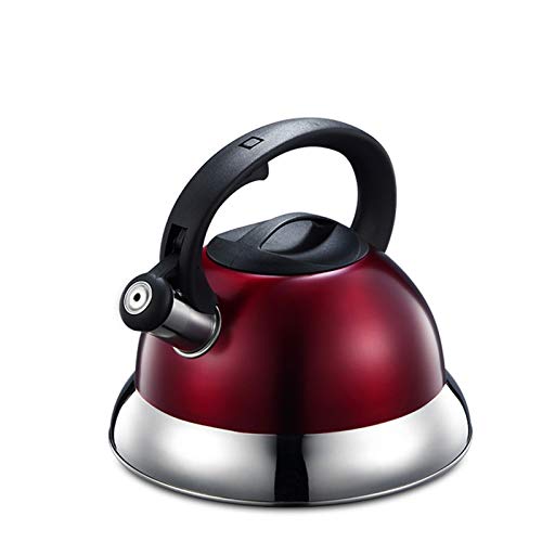 BZGWECD 4qt Red Stainless Stove Top Tea Kettle， Whistling Surgical Tea Kettle with Heat-Resistant Handle Food Grade