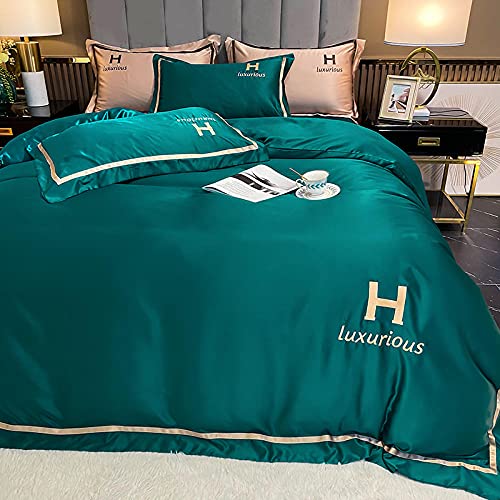 Cactuso Bed Bag Comforter Set Queen,Satin Silk Silk Silk Silk - 4 - Sheets, Down, 2 Pillows. Color - Shallow Pink Size - Extra-Green_220 × 240cm (87 × 94 inches) 4PCS
