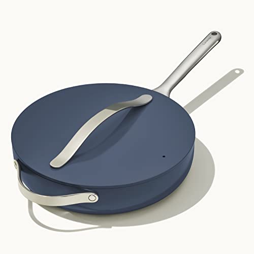 Caraway Nonstick Ceramic Sauté Pan with Lid (4.5 qt, 11.8") - Non Toxic, PTFE & PFOA Free - Oven Safe & Compatible with All Stovetops (Gas, Electric & Induction) - Navy