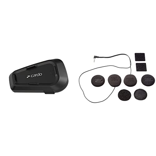 Cardo Spirit HD Motorcycle Bluetooth Communication Headset - Black, Single Pack & 45mm Audio Set, Works with Most Helmet Communicators (Single Pack)