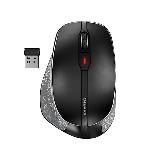 Cherry MW 8C Ergo Wireless & Rechargeable Mouse Ergonomic Right-Handed Bluetooth or Wireless Connection AES-128 Encrypted High-Precision Sensor Black