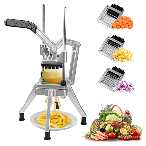 CITYLE Commercial Vegetable Fruit Chopper Potato French Fry Cutter Stainless Steel with 1/2″, 1/4″ & 3/8″ Blades Heavy Duty Professional Food Dicer Slicer for Potatoe, Tomato, Onion, Mushroom