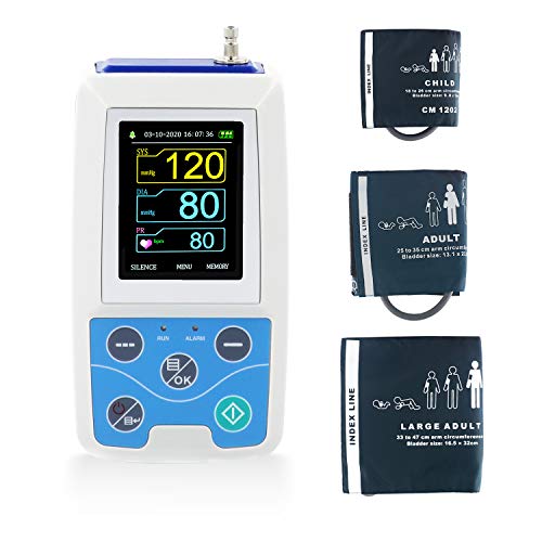 CONTEC ABPM50 Handheld 24hours Ambulatory Blood Pressure Monitor with PC Software for Continuous Monitoring NIBP USB Port with Three Cuffs